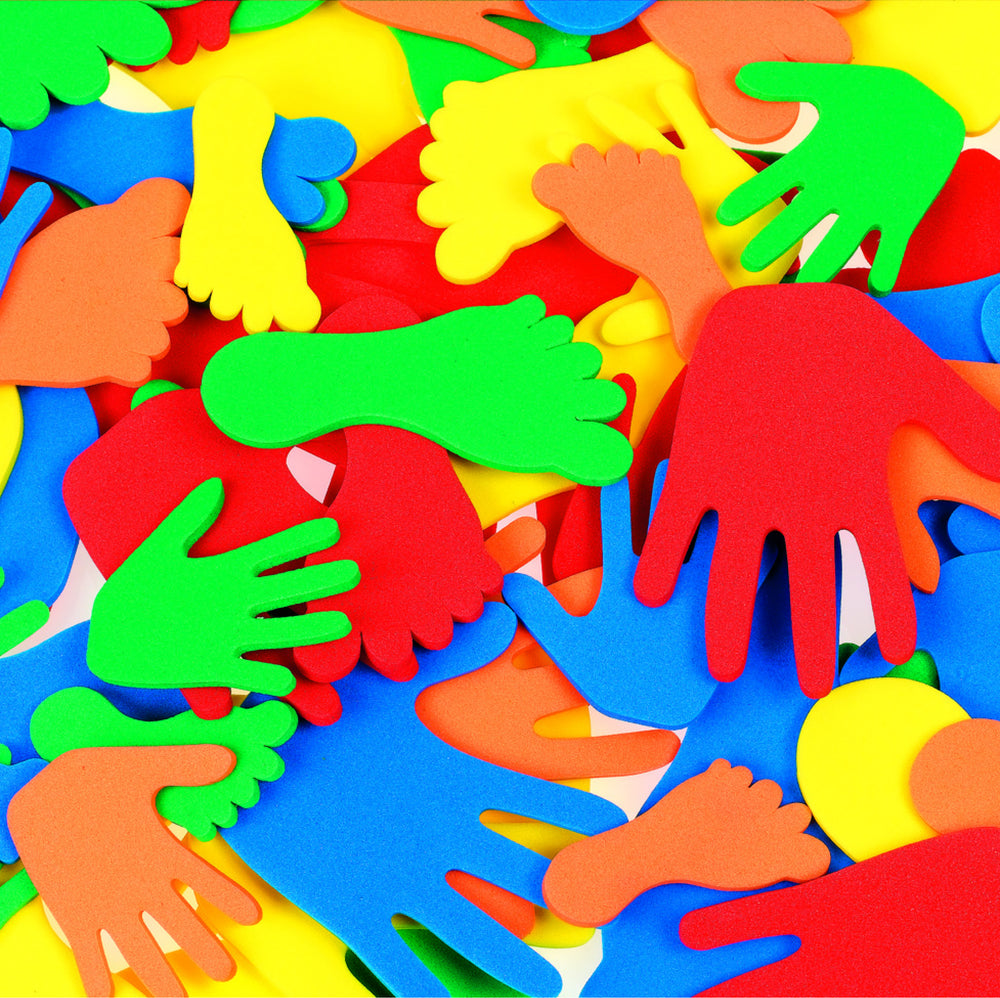 Large Bright Hand & Feet Foam Shapes