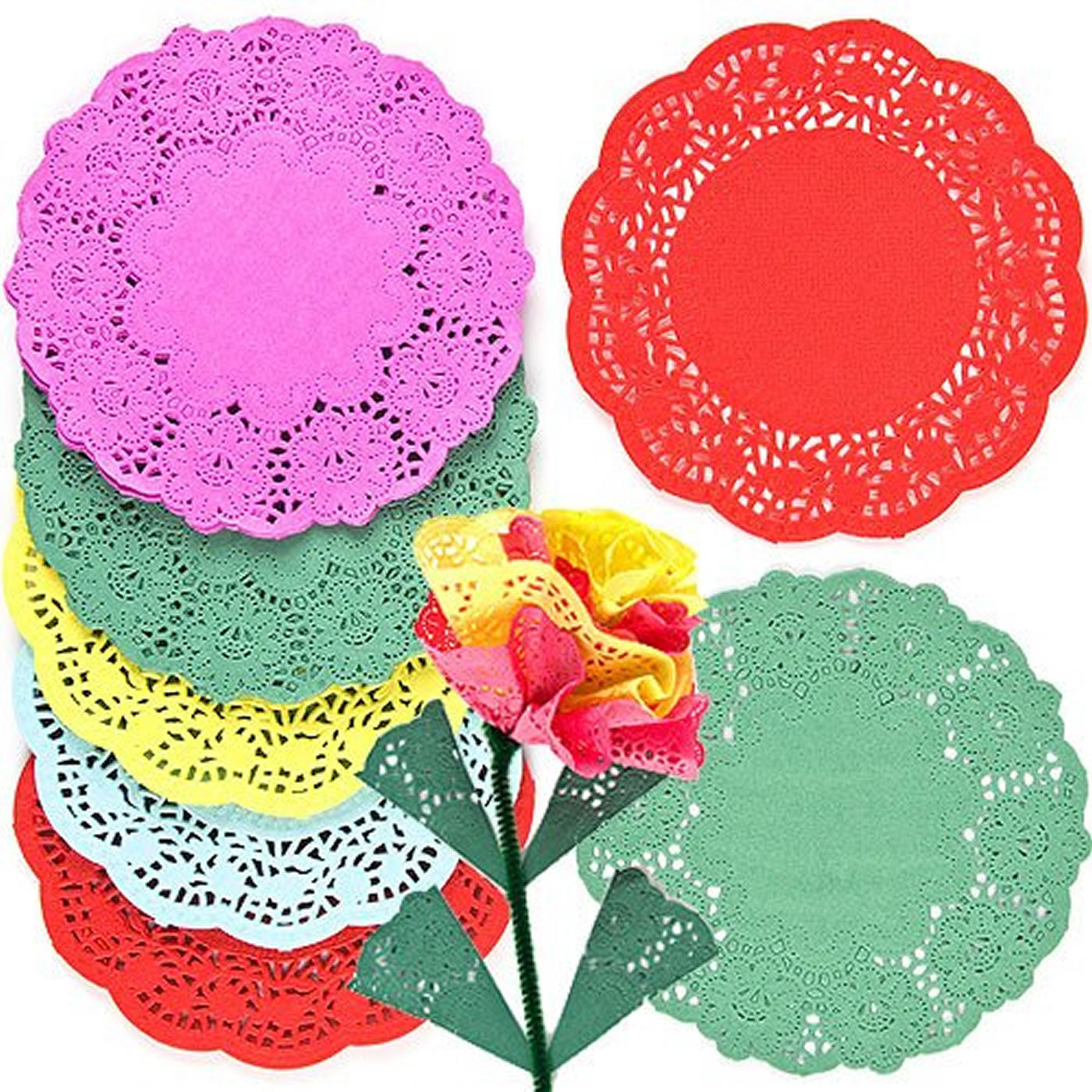 coloured doilies