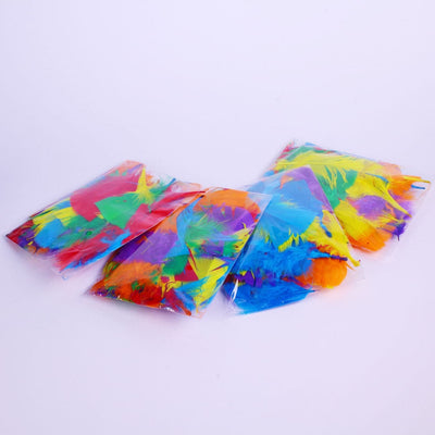 rainbow collage feathers