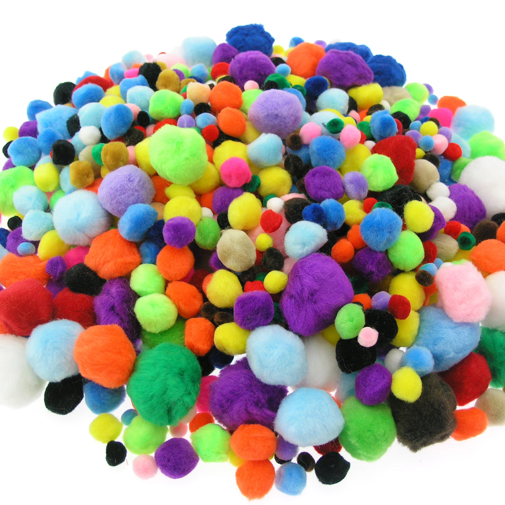 Colourful Pom Poms Assorted Pack of 100
