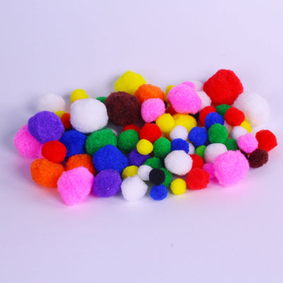 fluffy colourful pom poms