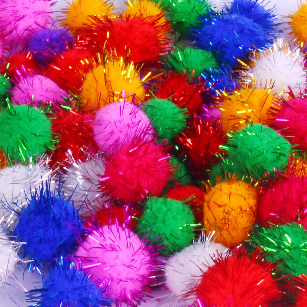 Glitter Pom Poms Pack of 100