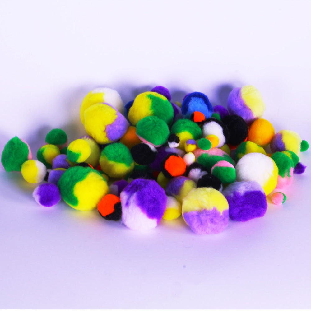 Assorted Marble Pom Poms Pack of 100