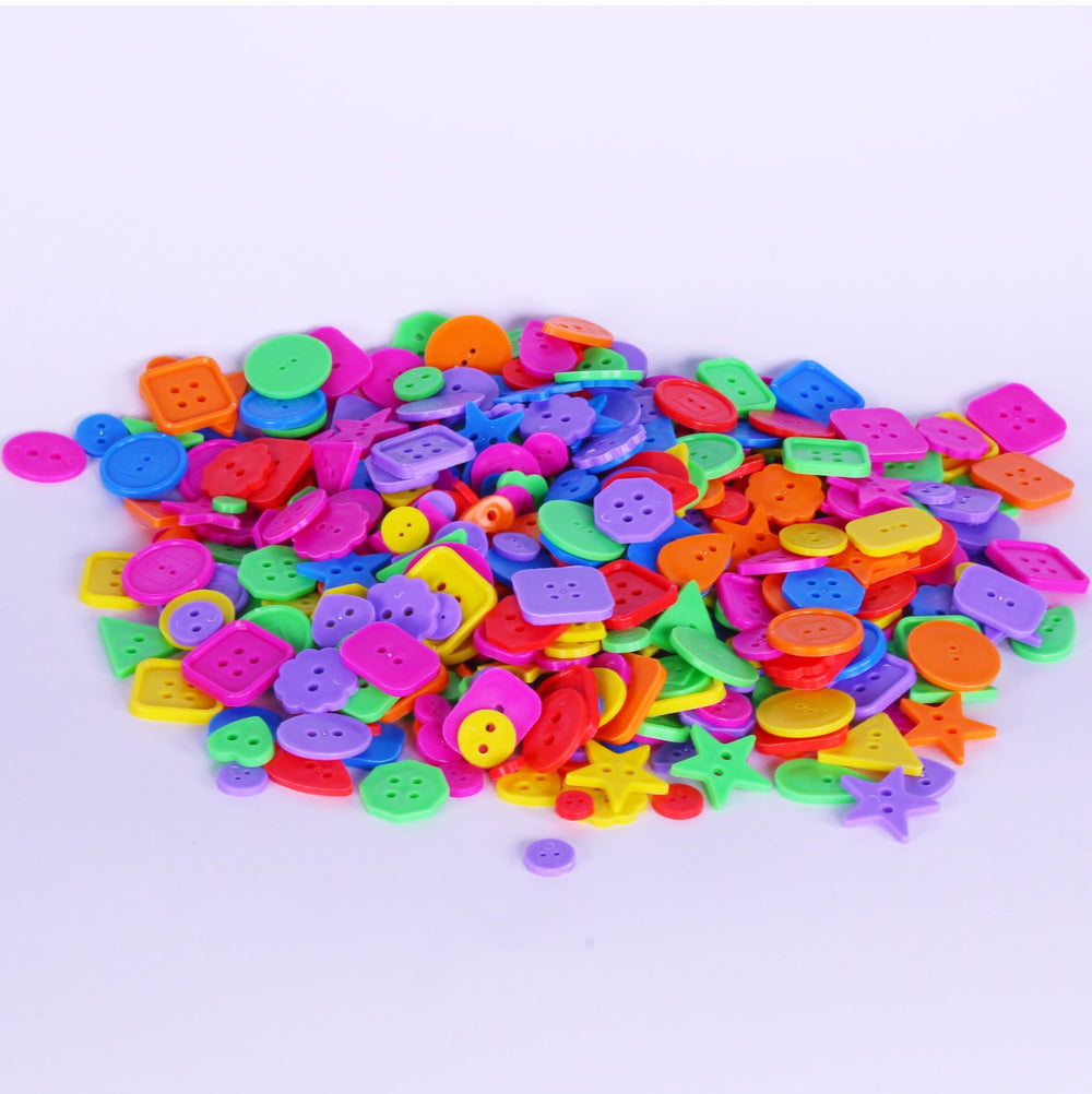 Plastic Play Buttons Assorts Shapes & Colours