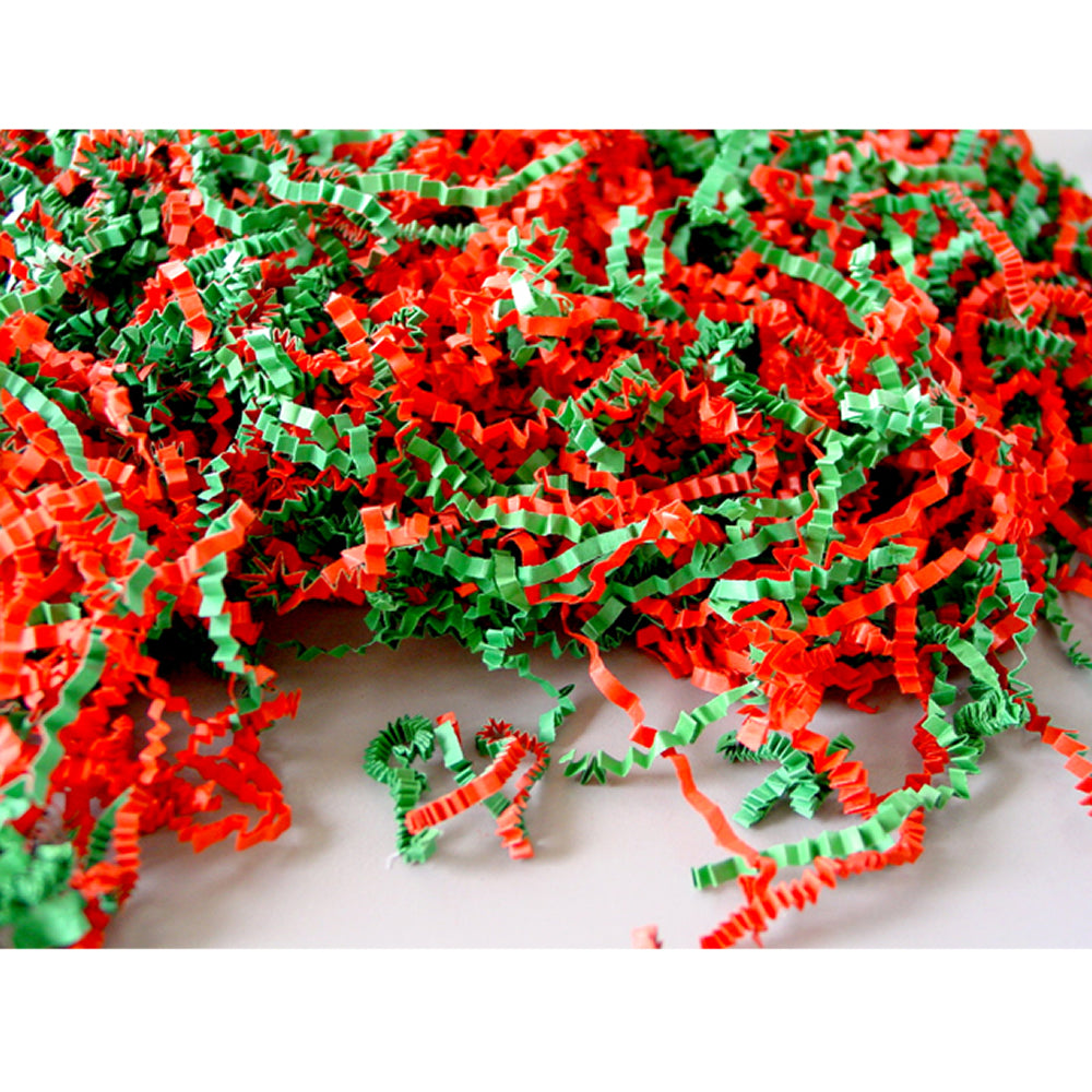 red and green paper shred