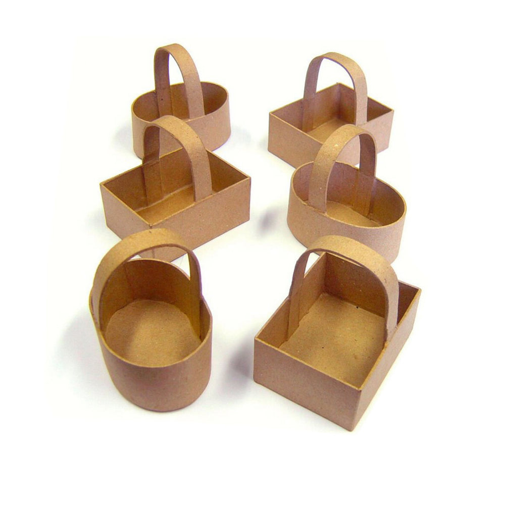 Papier Mache Baskets in Two Different Shapes Pack of 6