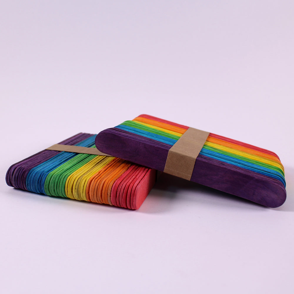 Giant Coloured Wooden Lolly Sticks 15cm X 2cm Pack of 100