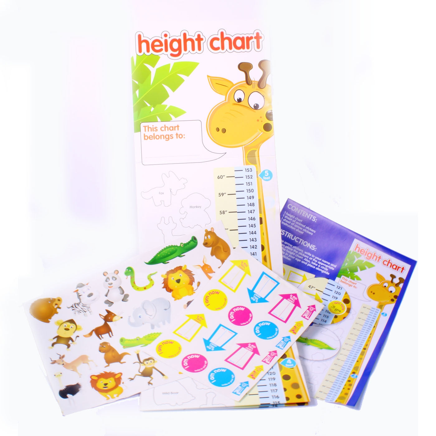 Children's height chart with jungle pictures