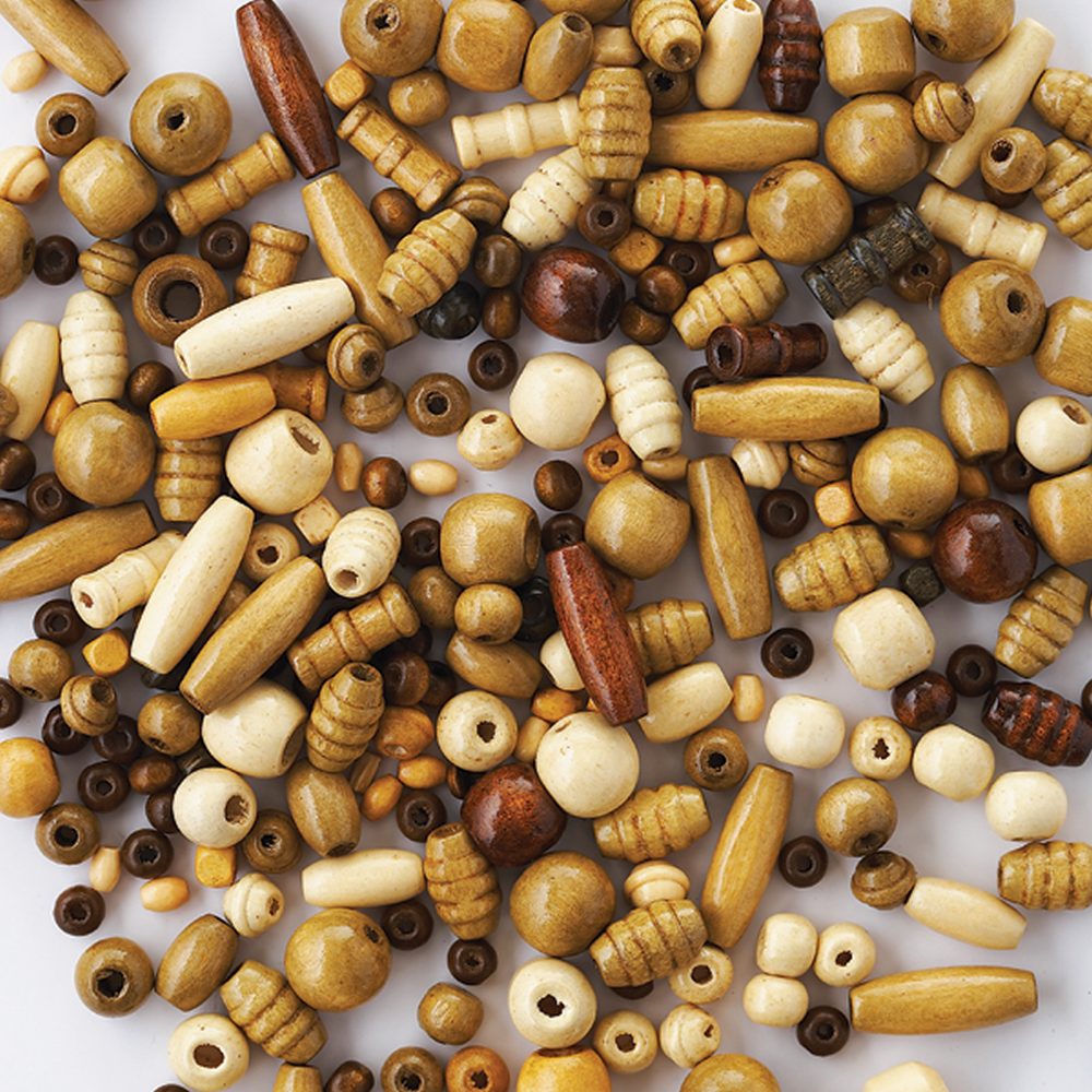 Tub of Natural Wooden Threading Beads