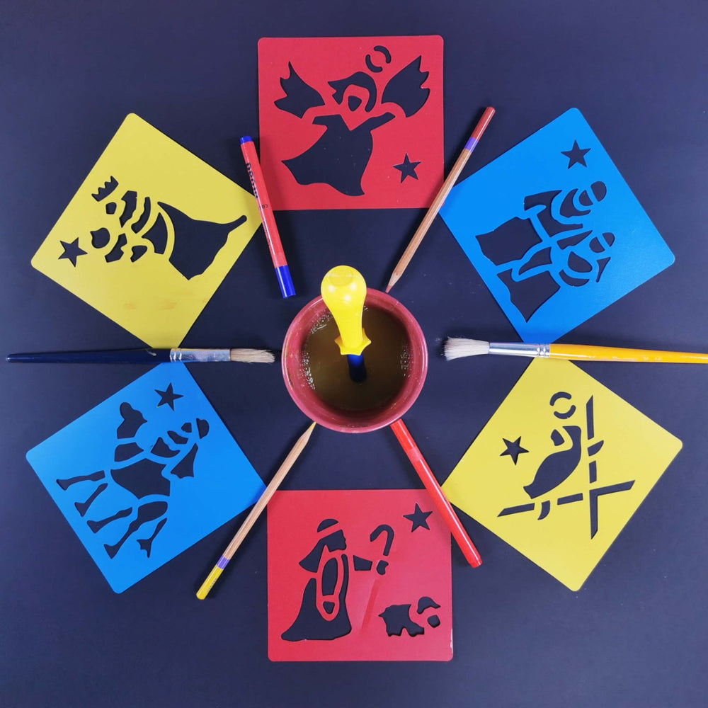 Nativity Scene Stencil Art Set for Children Reusable Pack of 6