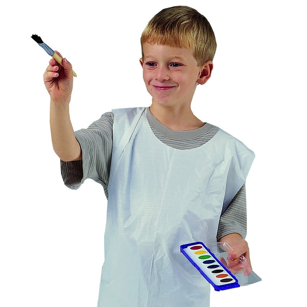 Children's Disposable Plastic Aprons, Pack of 100