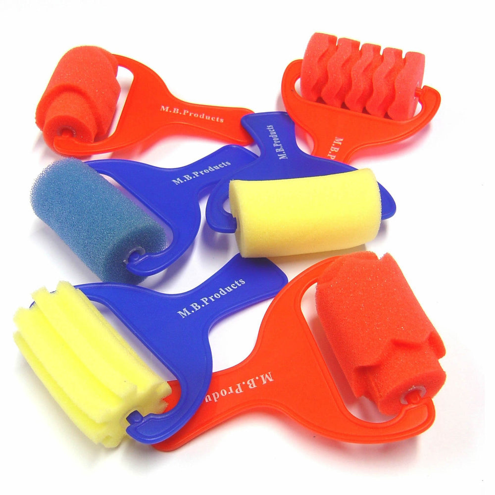 Large Sponge Rollers Pack of 6 Assorted Pattern