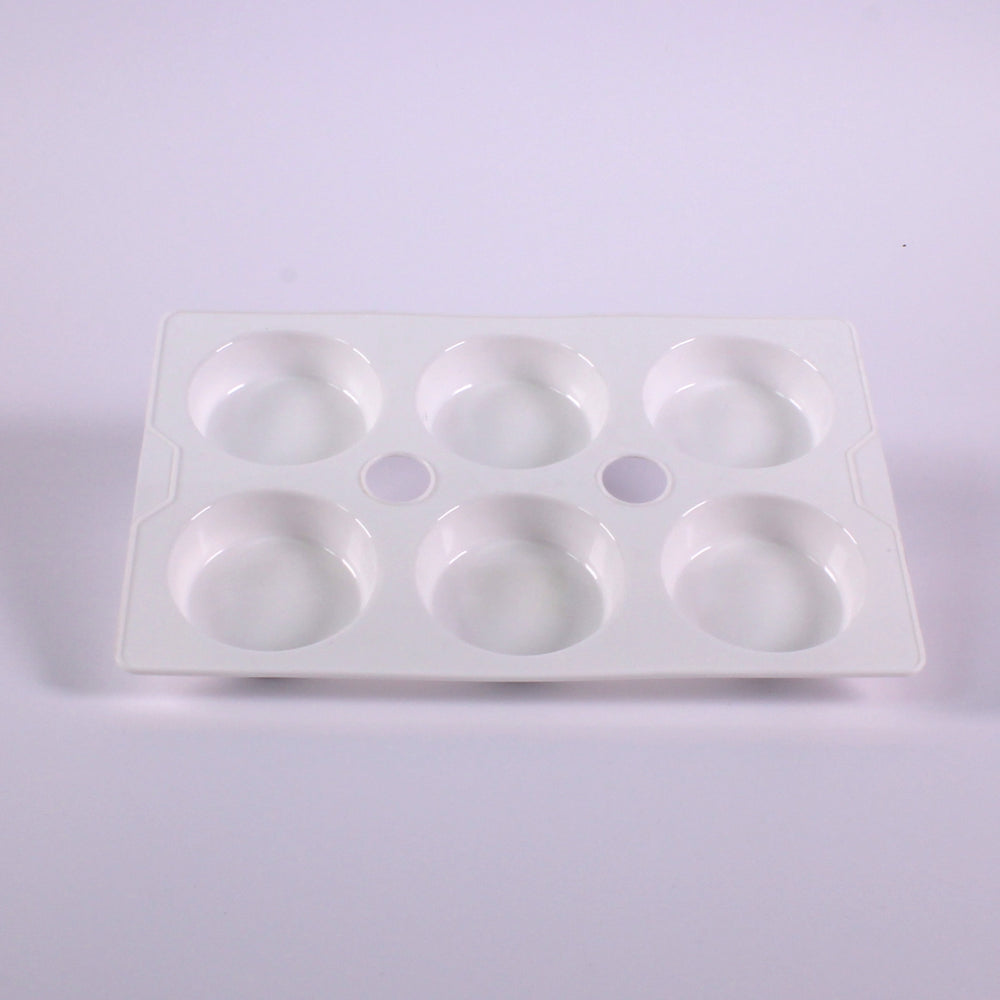 6 Well White Plastic Paint Mixing Palette