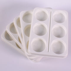 Deep 6 Well White Plastic Paint Mixing Palettes