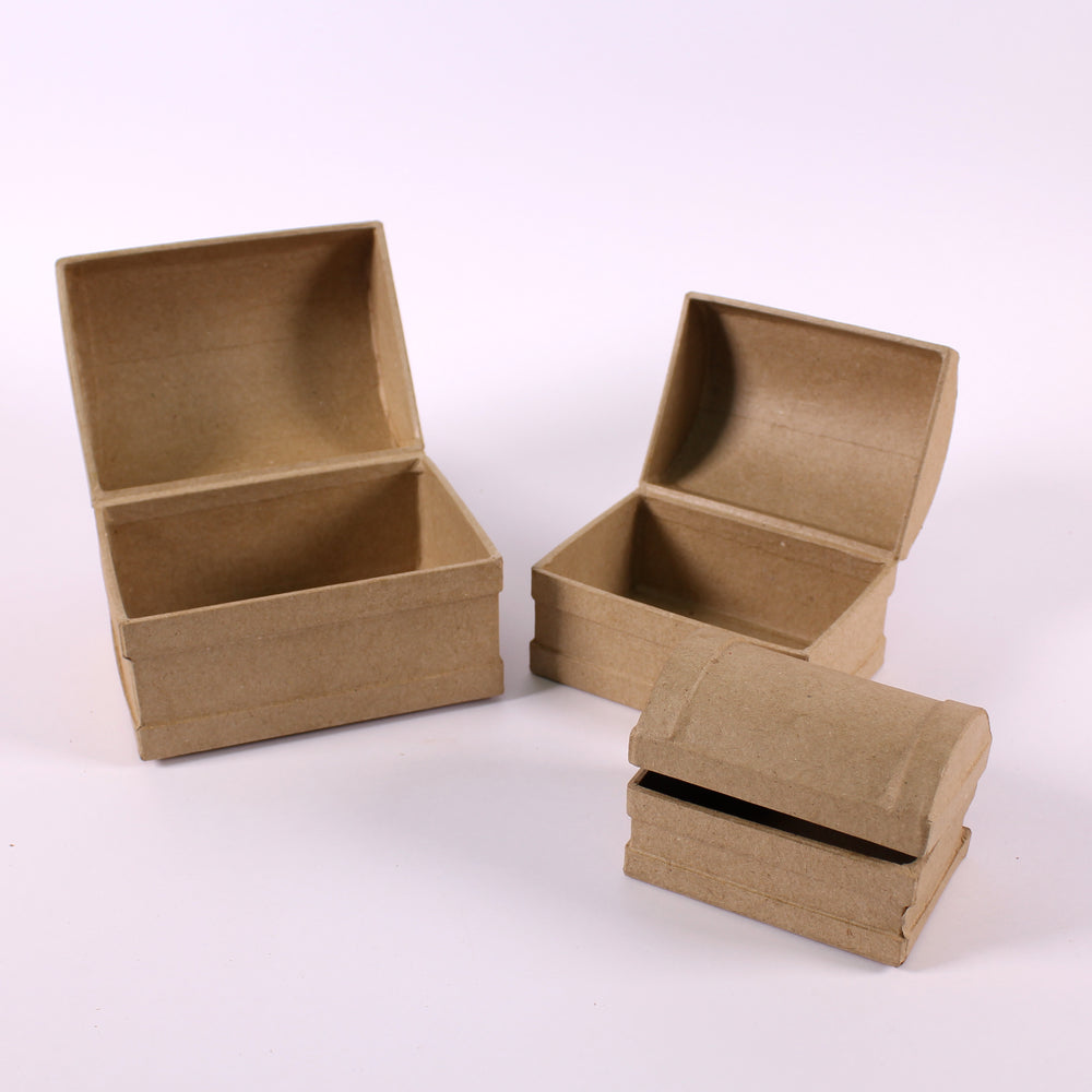 Assorted Size Papier Mache Treasure Chests Pack of 3