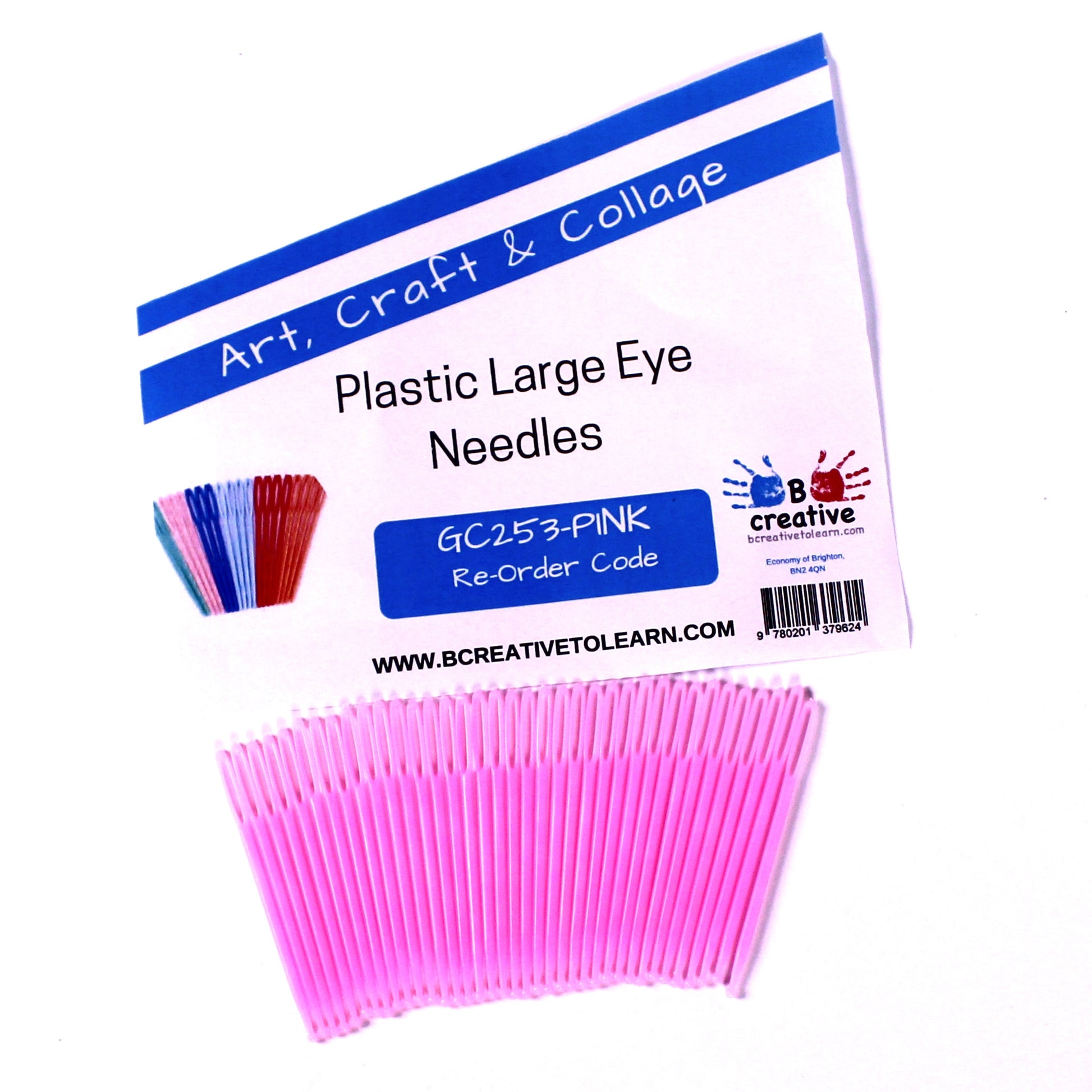 pink plastic large eye needles sewing