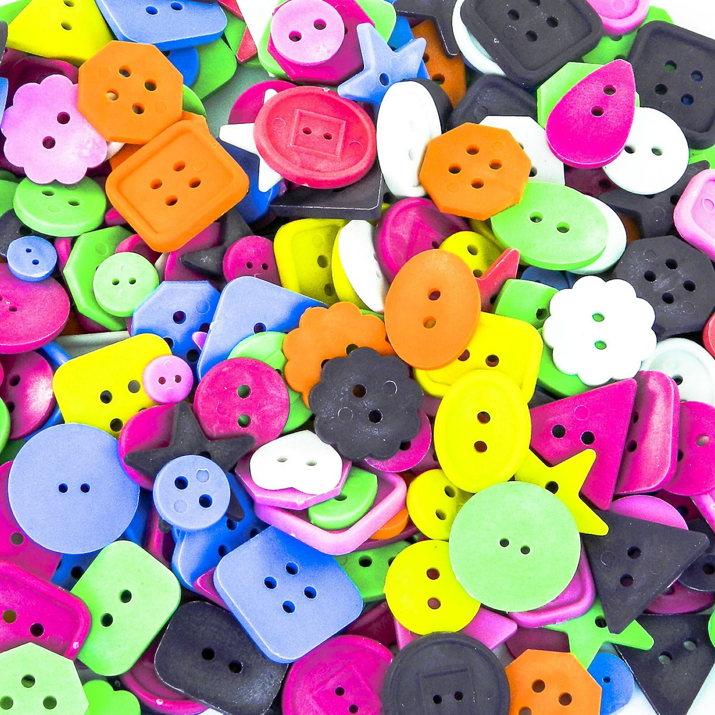 Plastic Play Buttons Assorts Shapes & Colours