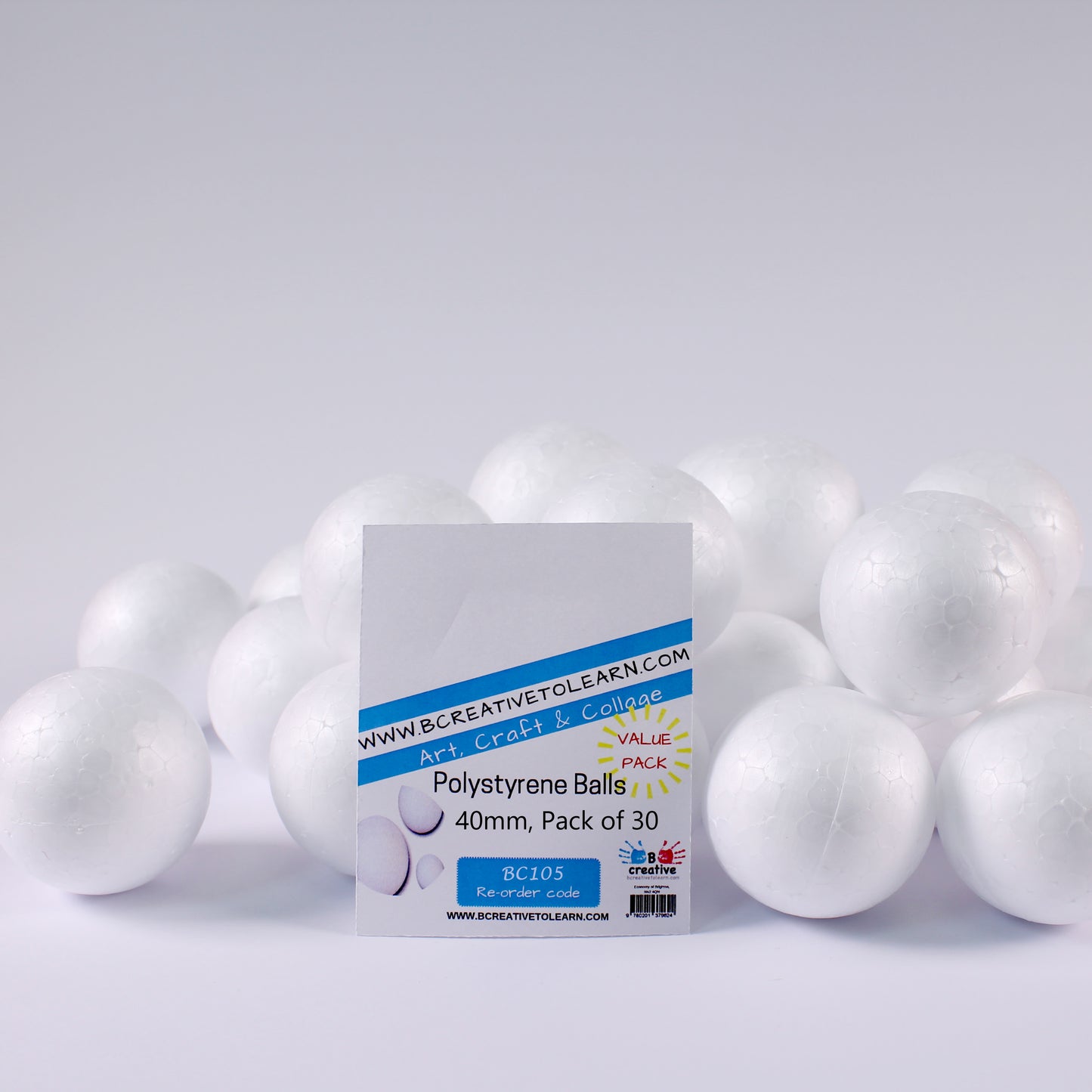 White Polystyrene Balls 40mm