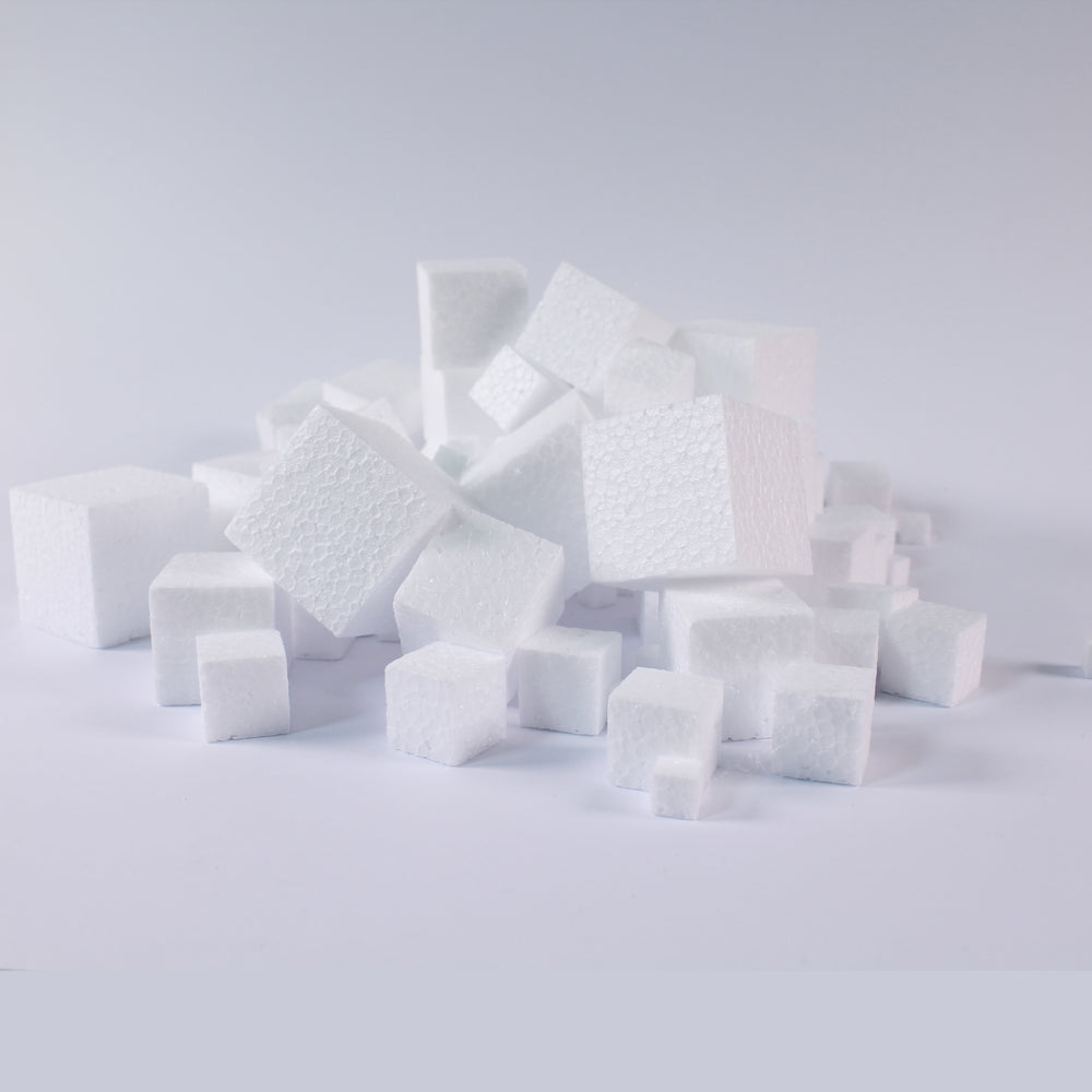 White Polystyrene Cubes Assorted Sizes Pack of 100