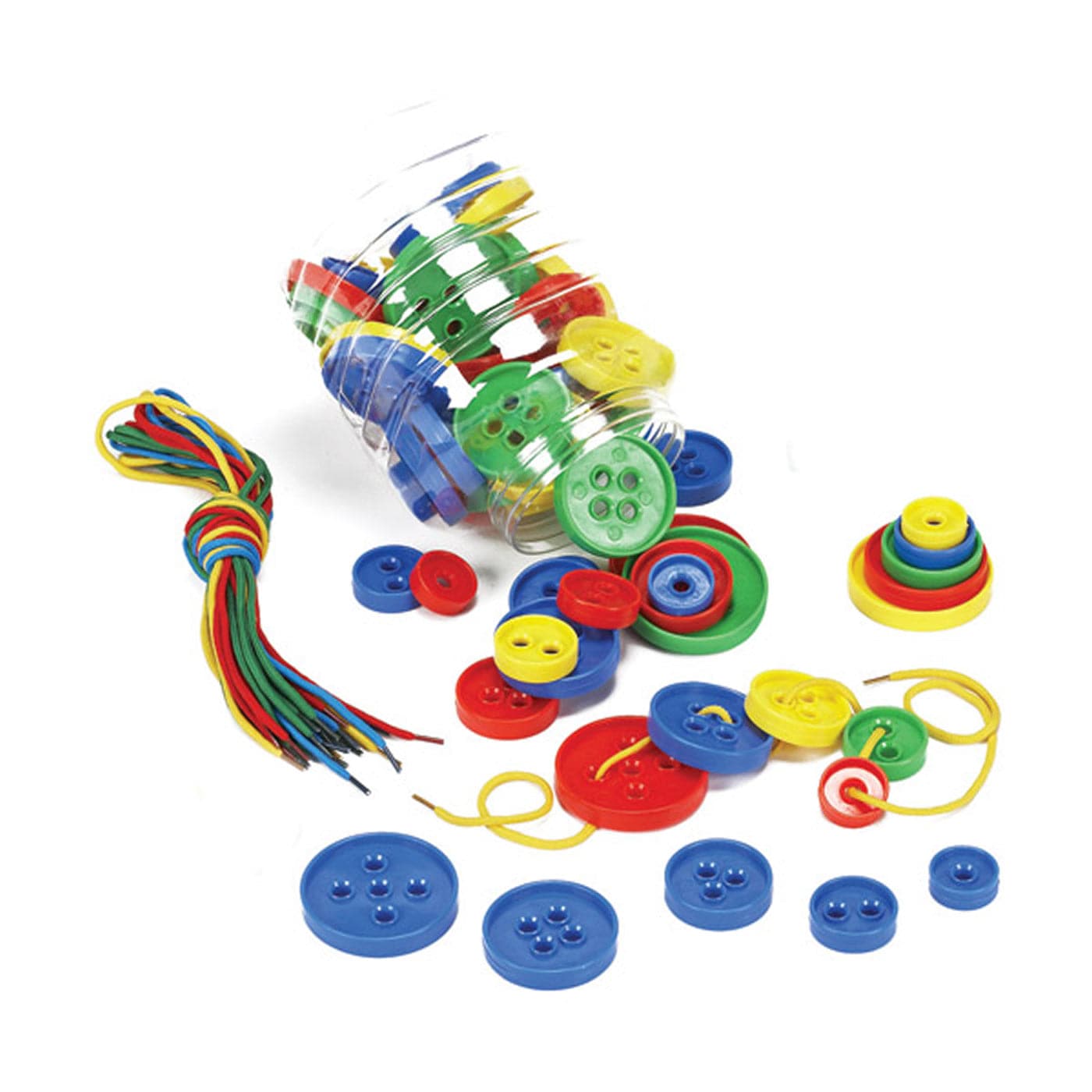 Progressive Buttons, 15 sets of 5, with 16 Laces, jar – BCreativetolearn