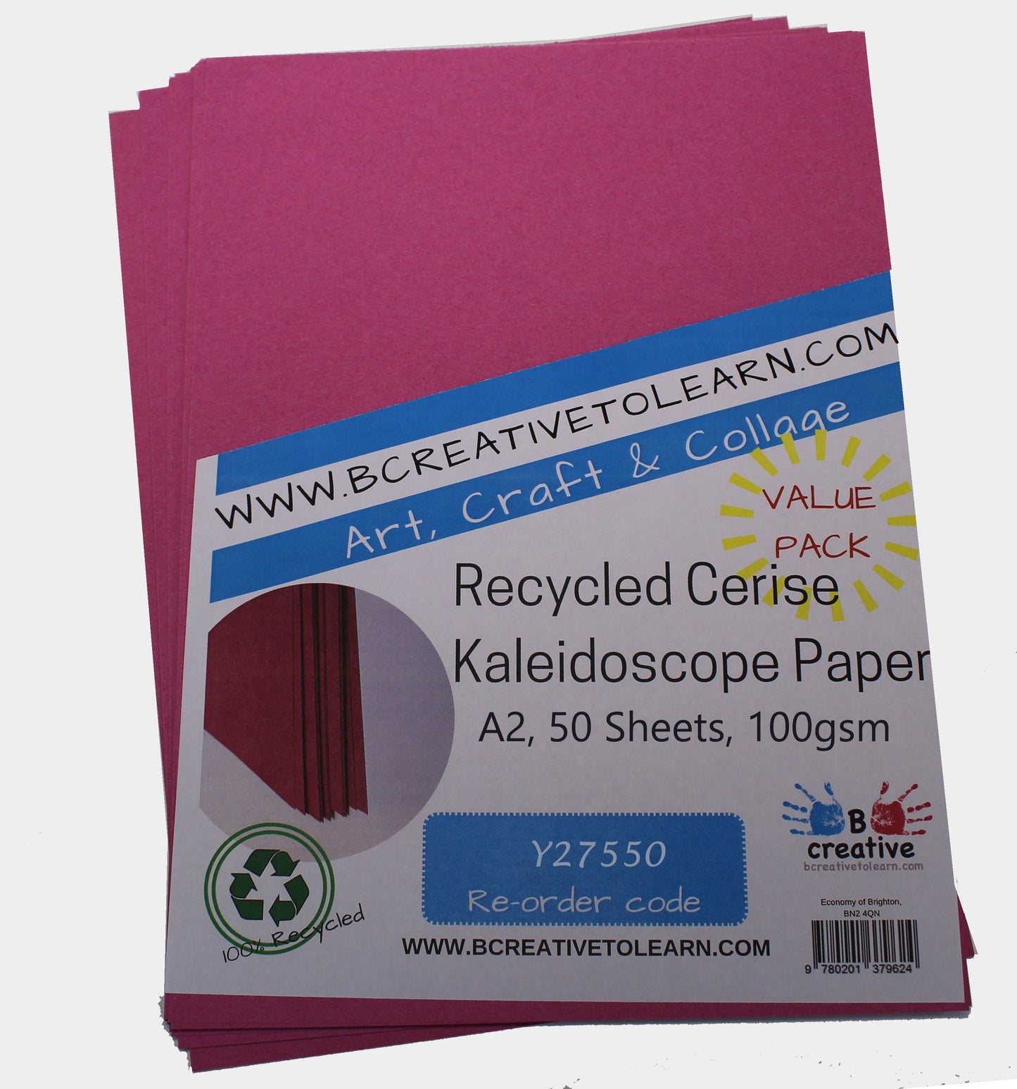 Recycled A2 Bright Pink Colour Sugar Paper 100gsm