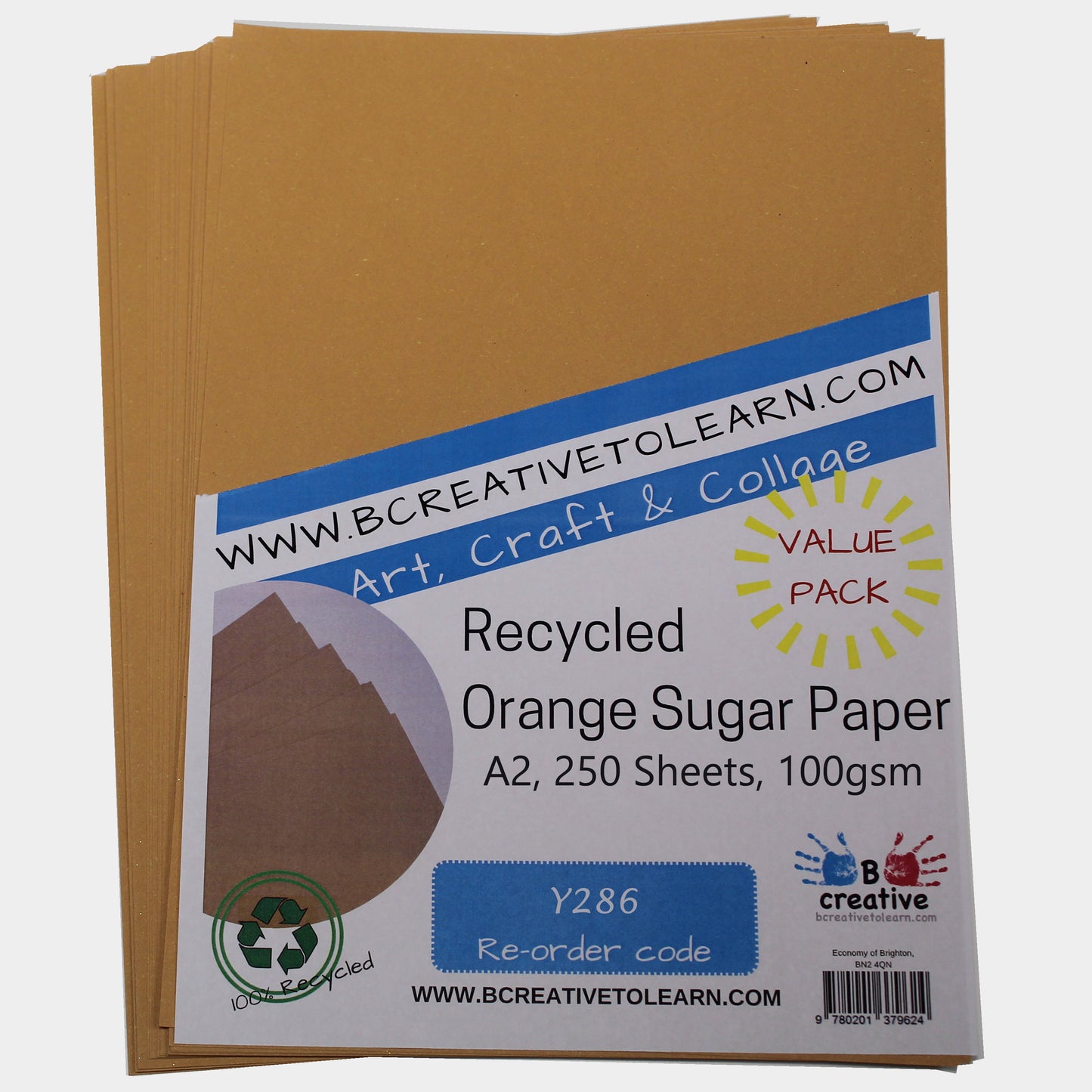 Recycled A2 Orange Sugar Paper 100gsm