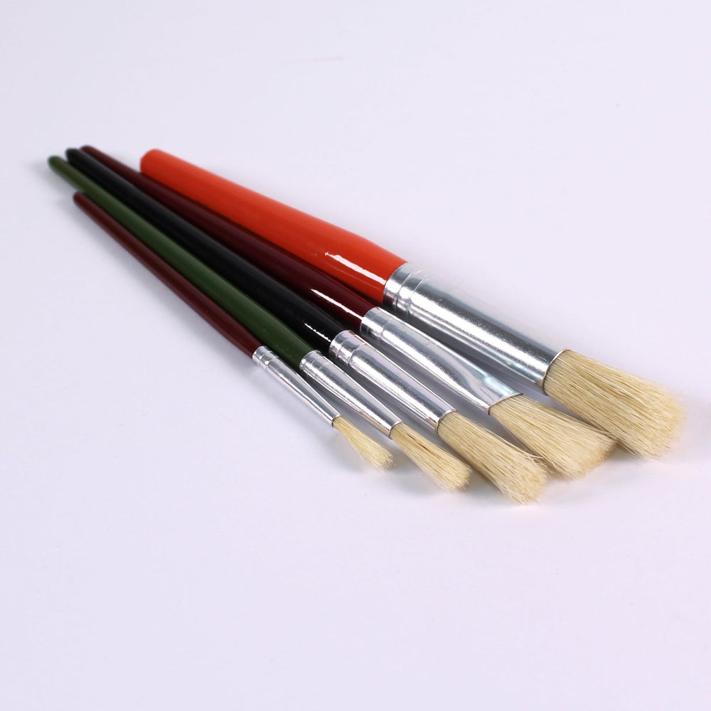 Short Handle Assorted Set Hog Bristle Paint Brushes Pack of 5