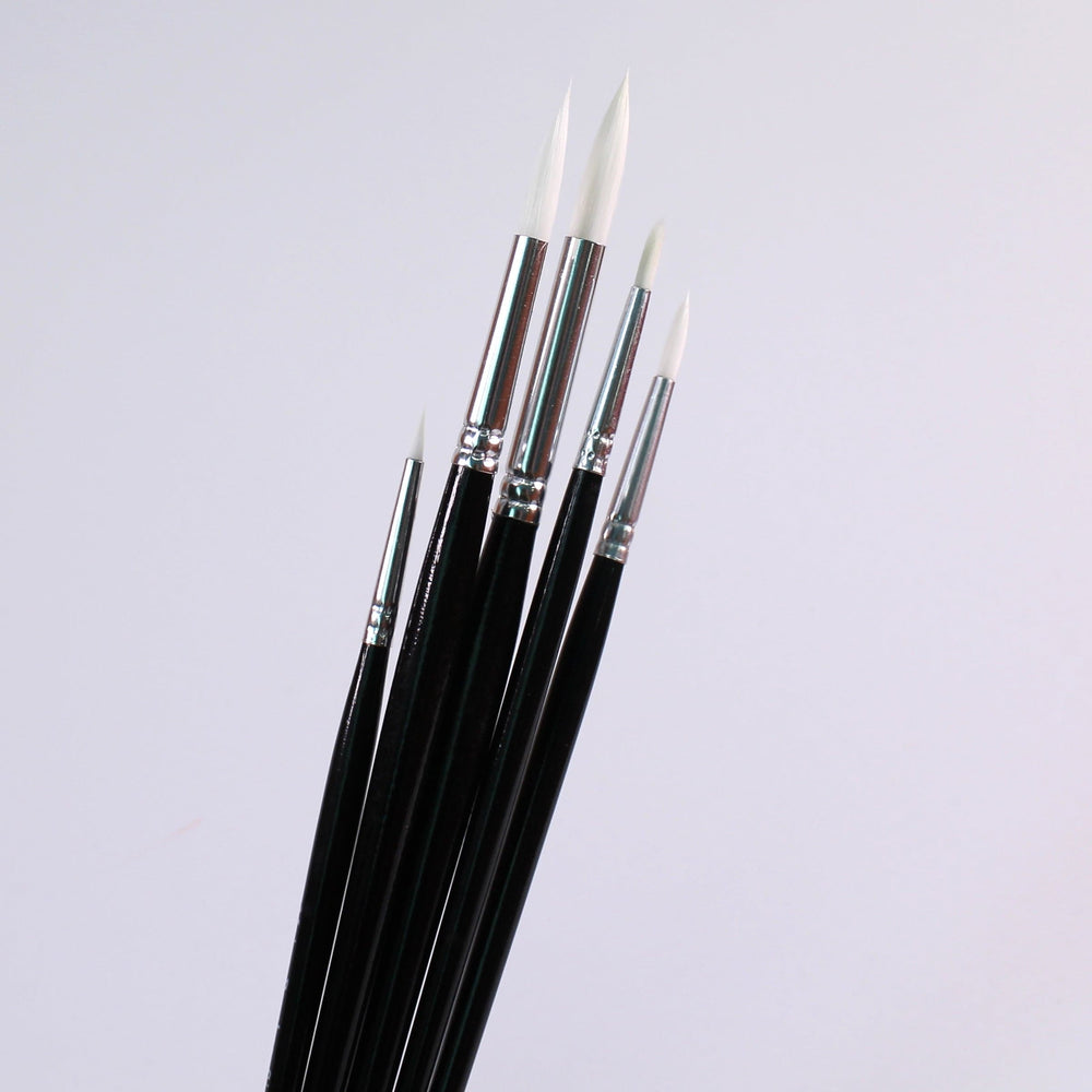 Round Synthetic Sable Paint Brushes Sizes 2,4,6,8,10 Pack of 5