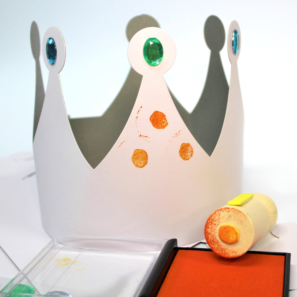 12 Giant Make Your Own White Craft Crown Party Hats Coronation