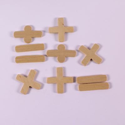 wooden math symbols